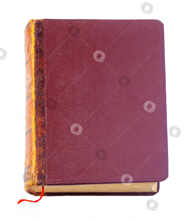 Скачать Старинная закрытая коричневая книга с красной закладкой, выделенной на белом фоне фотосток Ozero