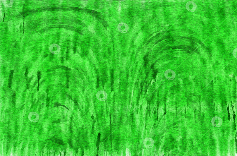 Скачать Зеленый акварельный размытый текстурированный фон с дугообразными и прямыми полосами. Имитация масляной или акварельной живописи. Иллюстрация. фотосток Ozero