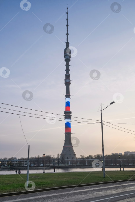 Скачать Вечерний вид Останкинской телебашни на Москву снят 11.11.2023 фотосток Ozero