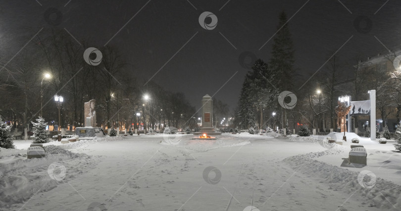 Скачать вечный огонь в зимнем парке, где много снега фотосток Ozero