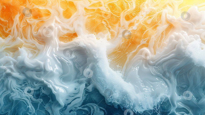 Скачать Изображение представляет собой красочную абстракцию волны с пеной и пузырьками фотосток Ozero