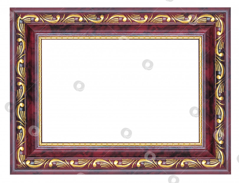 Скачать Фиолетовая рамка для фотографий с позолоченным рисунком, выделенным на белом фоне фотосток Ozero