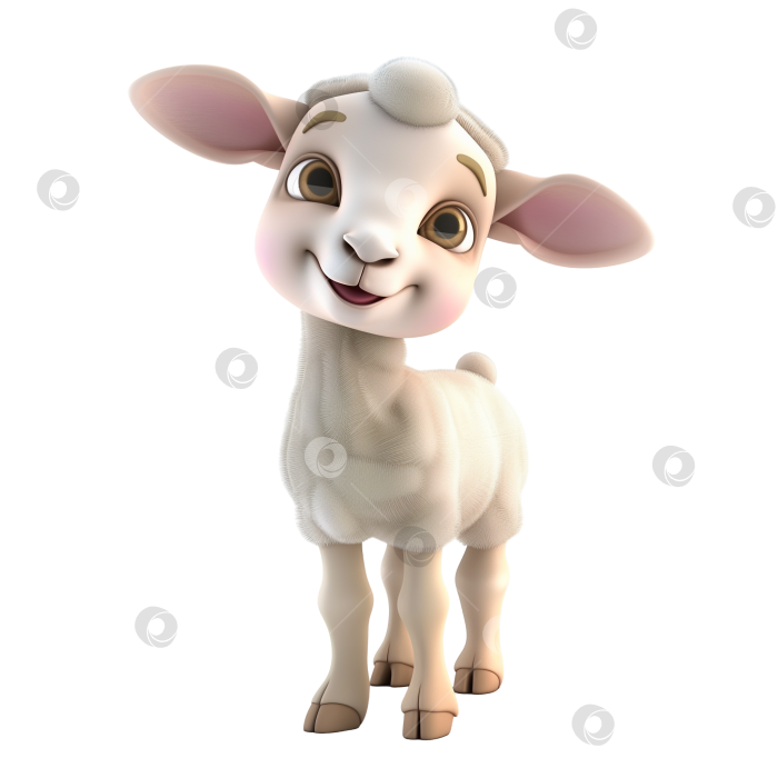 Скачать 3d-дизайн овечки. Подходит для оформления Рамадана, Ид аль-Фитр и Ид аль-Адха. Симпатичный сказочный принт овечки для одежды, канцелярских принадлежностей, книг, товаров первой необходимости. Игрушечная овечка-3D-персонаж на прозрачном фоне. фотосток Ozero