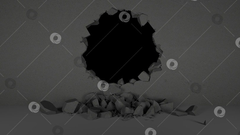 Скачать пролом в черной стене в виде круга фотосток Ozero
