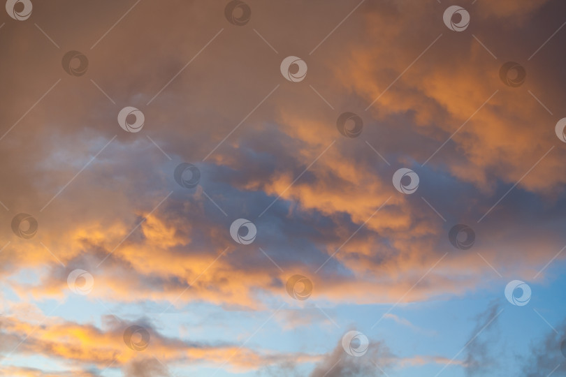 Скачать Вид на впечатляющие оранжевые облака на закате (тонированные) фотосток Ozero