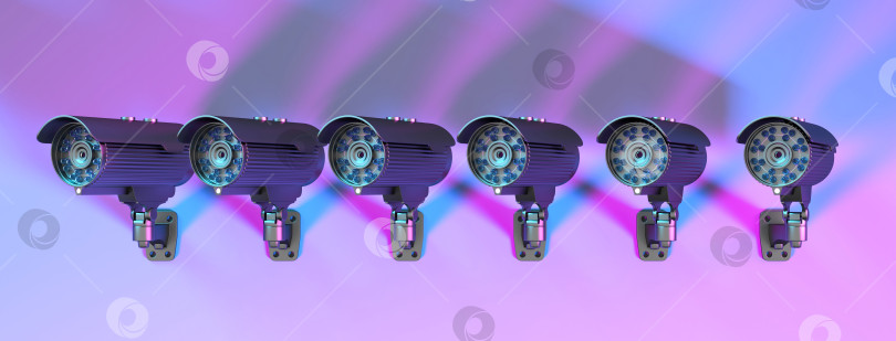 Скачать набор камер видеонаблюдения в неоново-фиолетовом освещении фотосток Ozero