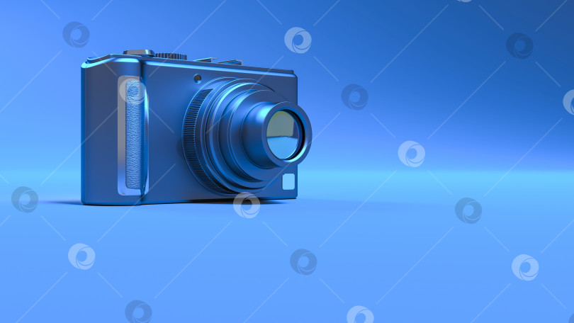 Скачать фотоаппарат в синем неоновом освещении крупным планом фотосток Ozero