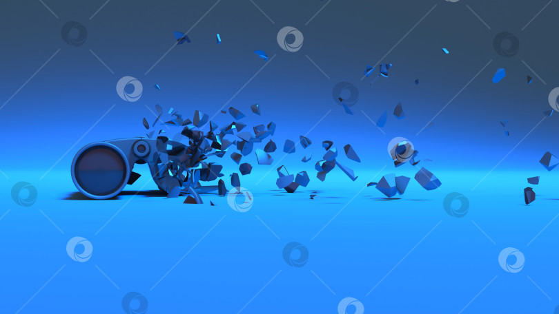 Скачать бинокль в синем неоновом свете разваливается на мелкие осколки фотосток Ozero