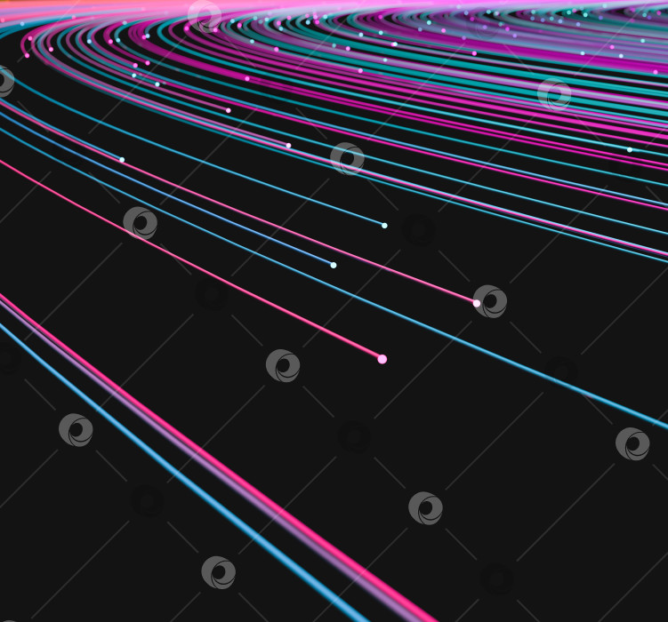 Скачать абстрактные цветные телекоммуникационные провода со свечением на конце фотосток Ozero