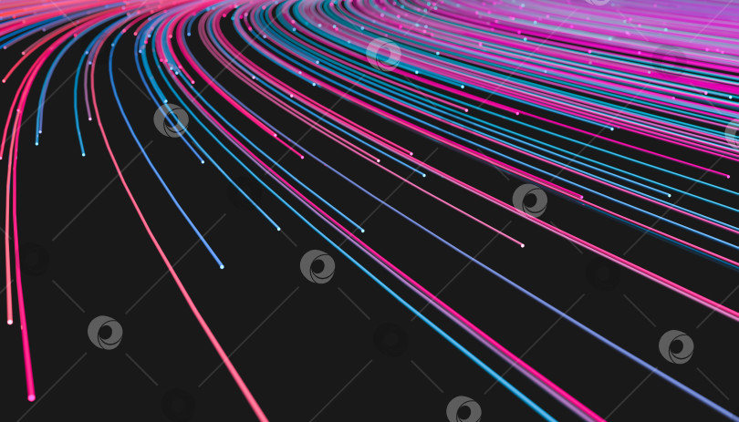 Скачать абстрактные цветные телекоммуникационные провода со свечением на конце фотосток Ozero