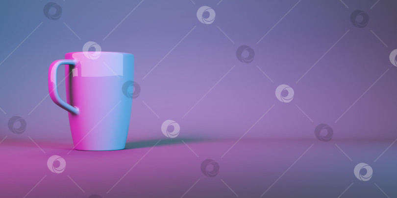 Скачать чайная кружка в неоновом свете крупным планом фотосток Ozero
