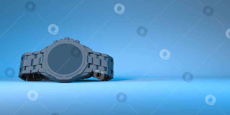 Скачать современные наручные часы крупным планом в синем свете фотосток Ozero