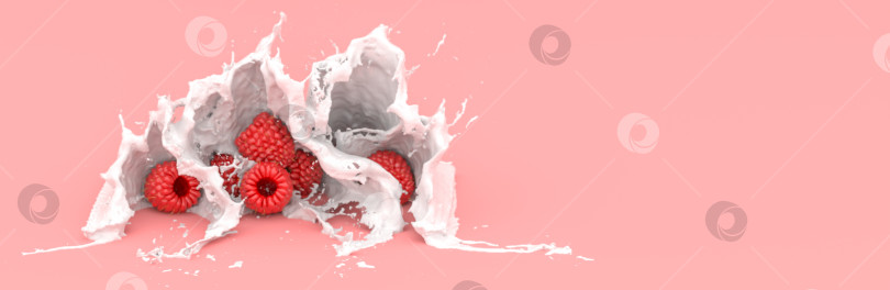 Скачать малина на красном фоне в каплях молока фотосток Ozero