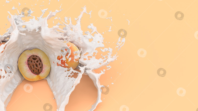 Скачать персик на желтом фоне в молочном сиянии фотосток Ozero