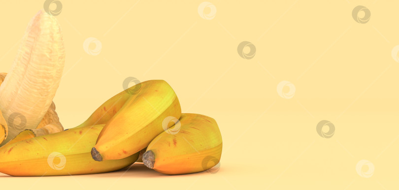 Скачать несколько бананов на желтом фоне фотосток Ozero