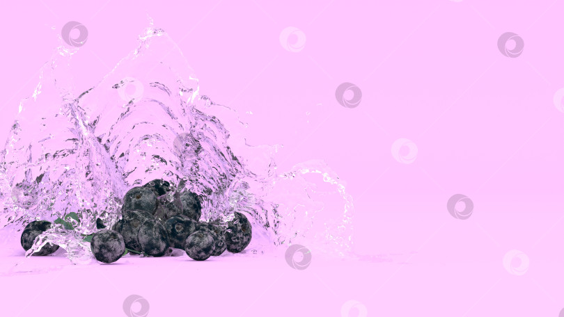 Скачать черника на фиолетовом фоне в брызгах воды фотосток Ozero