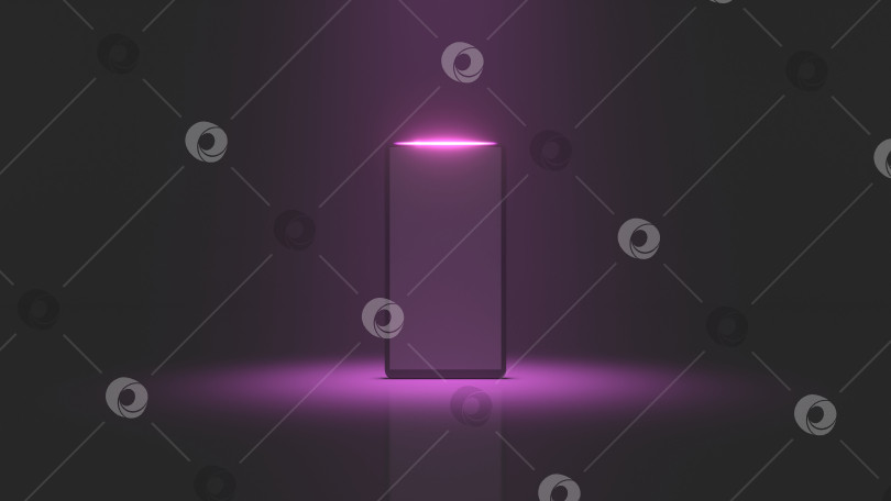 Скачать смартфон на темном фоне в розовом освещении фотосток Ozero