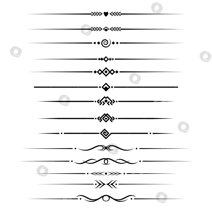 Скачать черно-белый набор разделителей для текста, перегородки фотосток Ozero