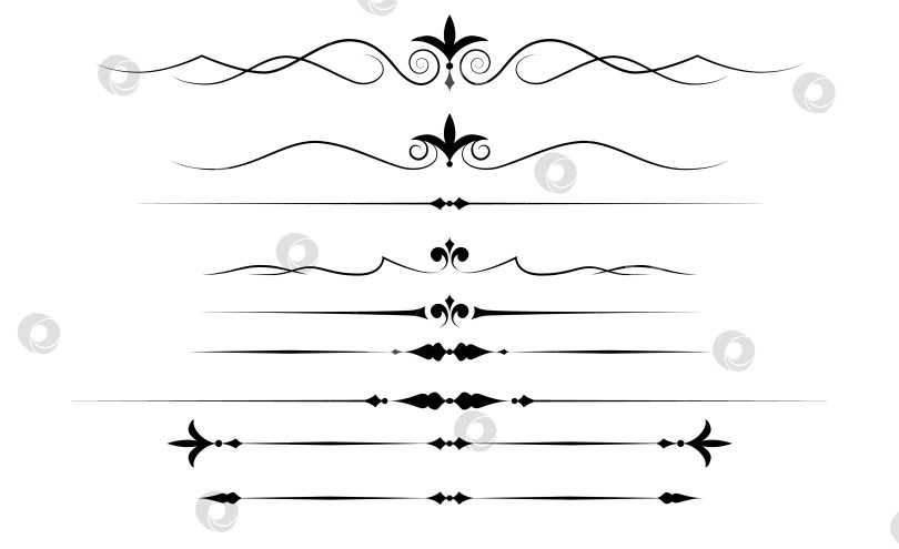 Скачать черно-белый набор разделителей для текста, перегородки фотосток Ozero