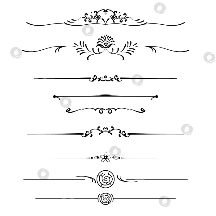 Скачать черно-белый набор разделителей для текста, перегородки фотосток Ozero