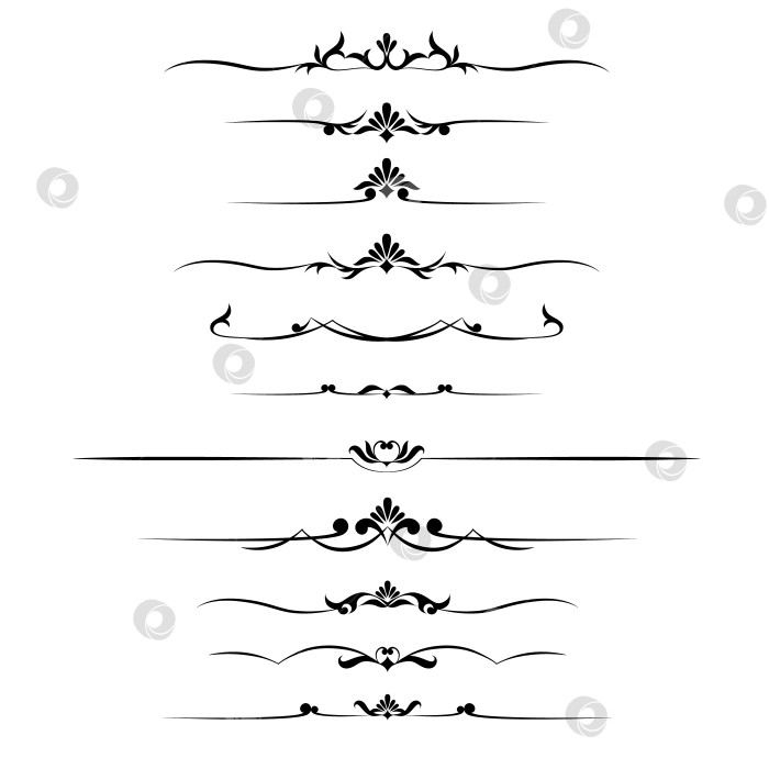 Скачать черно-белый набор разделителей для текста, перегородки фотосток Ozero