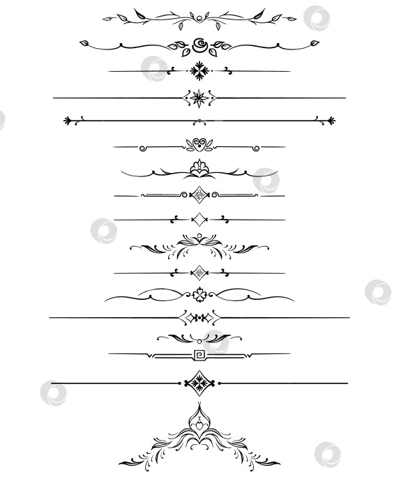 Скачать черно-белый набор разделителей для текста, перегородки фотосток Ozero