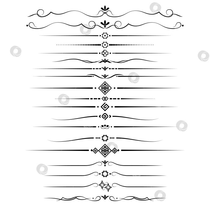Скачать черно-белый набор разделителей для текста, перегородки фотосток Ozero
