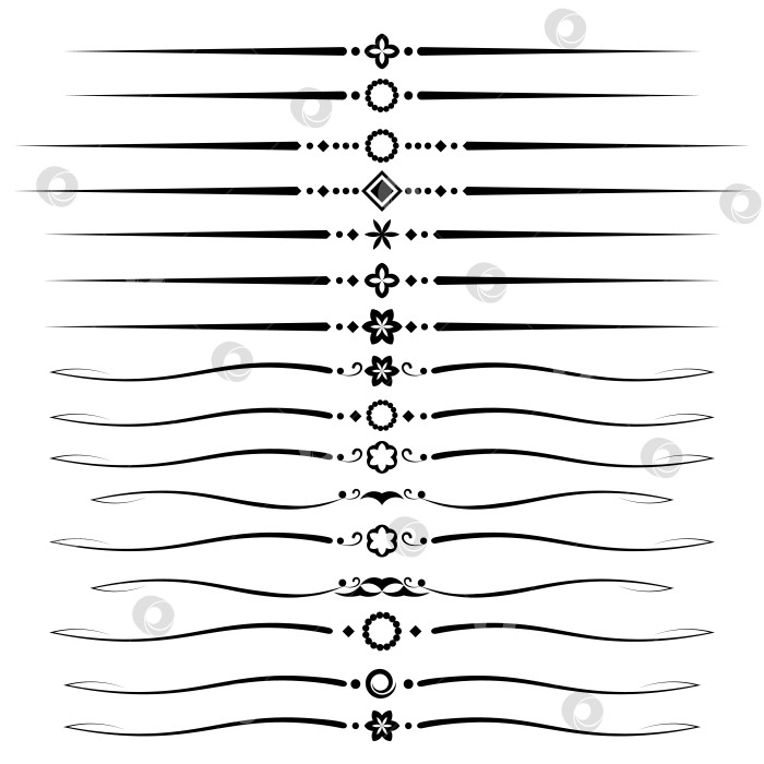 Скачать черно-белый набор разделителей для текста, перегородки фотосток Ozero