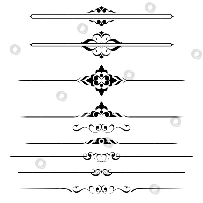 Скачать черно-белый набор разделителей для текста, перегородки фотосток Ozero