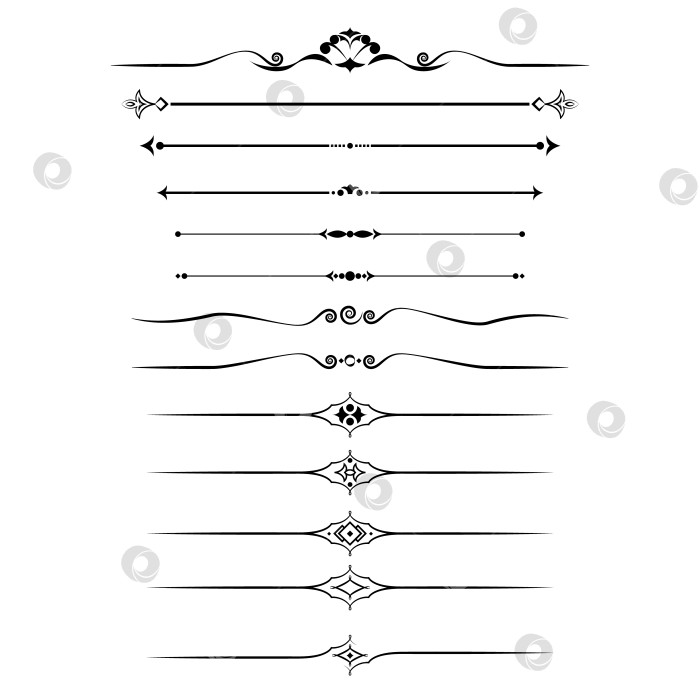 Скачать черно-белый набор разделителей для текста, перегородки фотосток Ozero
