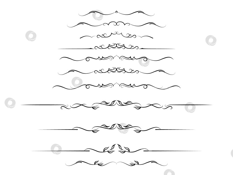 Скачать черно-белый набор разделителей для текста, перегородки фотосток Ozero