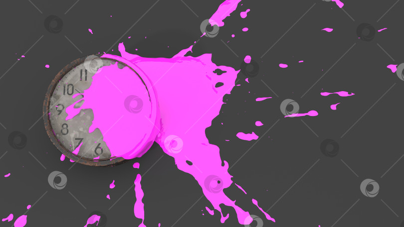Скачать настенные часы испачканы розовой краской в виде кляксы фотосток Ozero