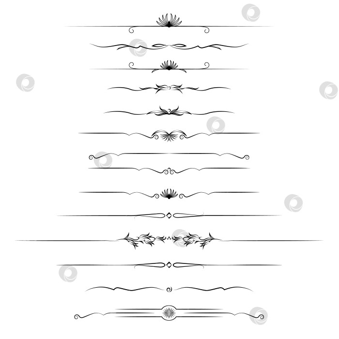 Скачать черно-белый набор разделителей для текста, перегородки фотосток Ozero