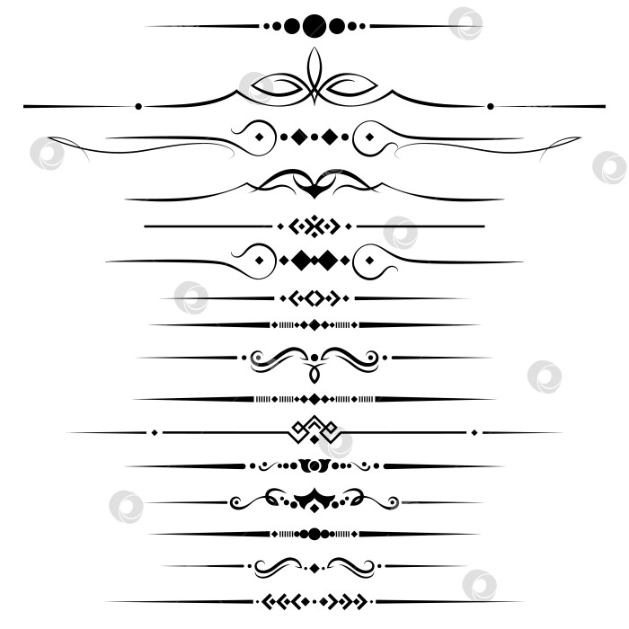 Скачать черно-белый набор разделителей для текста, перегородки фотосток Ozero