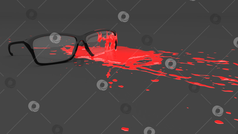 Скачать очки испачканы красной краской в виде кляксы фотосток Ozero