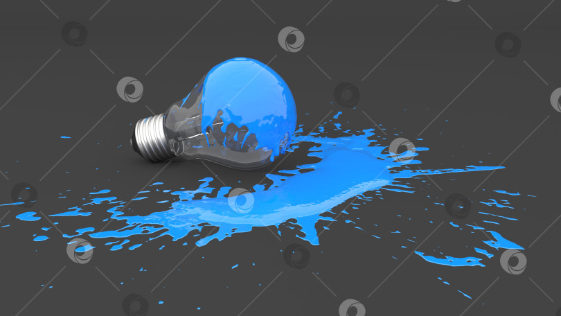 Скачать лампочка испачкана синей краской в виде кляксы фотосток Ozero
