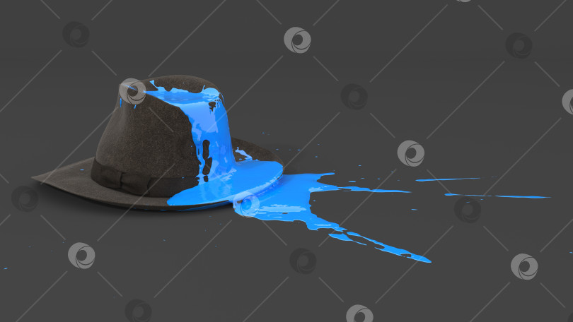 Скачать шляпа, залитая синей краской в виде кляксы фотосток Ozero