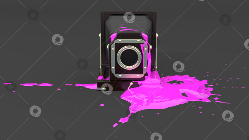 Скачать ретро-камера, испачканная розовой краской в виде клякс фотосток Ozero