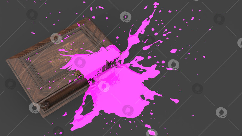 Скачать коробка заполнена розовой краской в виде кляксы фотосток Ozero