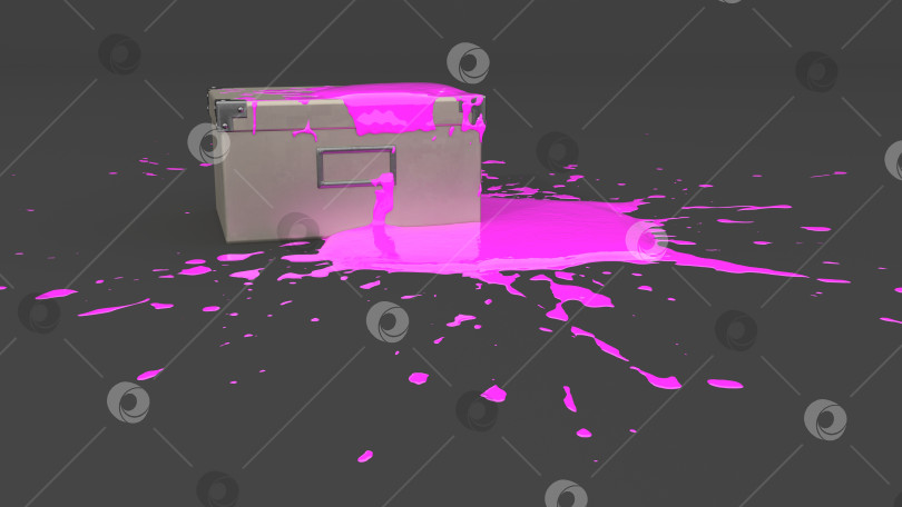 Скачать коробка заполнена розовой краской в виде кляксы фотосток Ozero