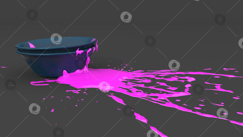 Скачать стопка тарелок, покрытых розовой краской в виде кляксы фотосток Ozero