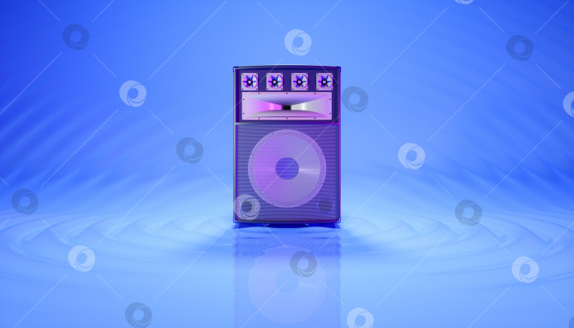 Скачать синяя акустическая система на синем фоне в фиолетовом освещении фотосток Ozero