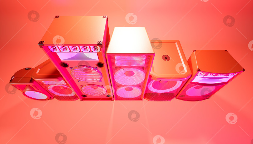 Скачать красная акустическая система на красном фоне при фиолетовом освещении фотосток Ozero