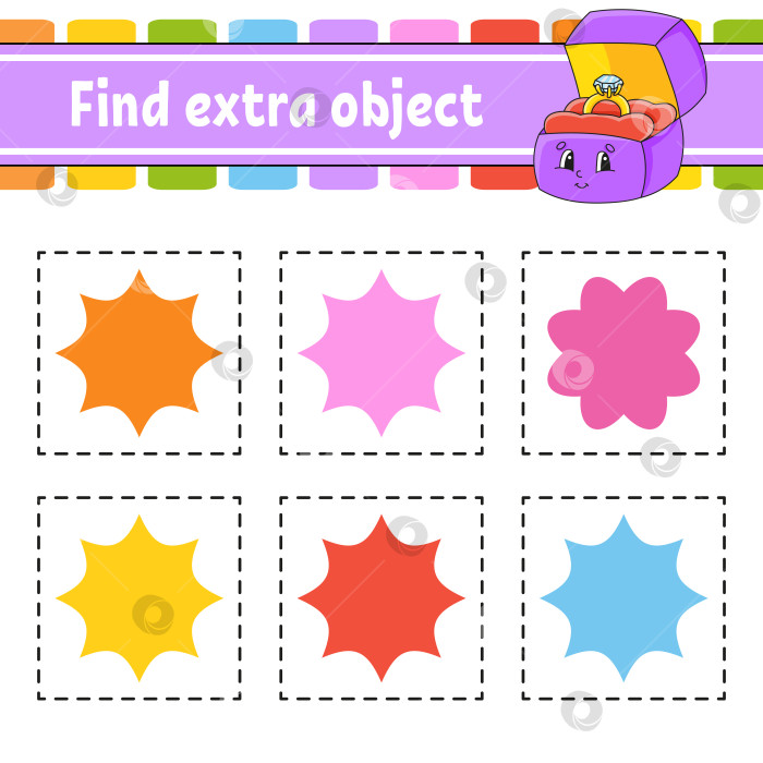Скачать Найди лишний предмет. Рабочая тетрадь для развивающих занятий для детей младшего возраста. Игра для детей. Милые персонажи. Векторная иллюстрация. фотосток Ozero
