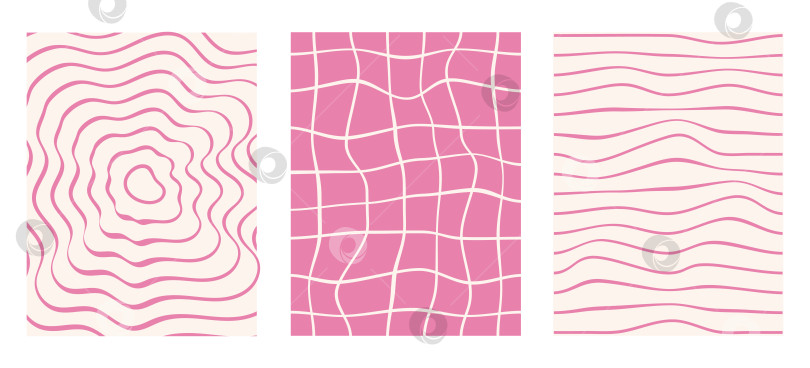 Скачать Эстетика Y2k. Ретро-фоны 1970-х годов. Набор плакатов в стиле ретро с линиями, волнами, искаженными ячейками. 90-е, 2000-е фотосток Ozero