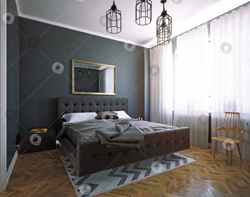 Скачать дизайн интерьера спальни. фотосток Ozero