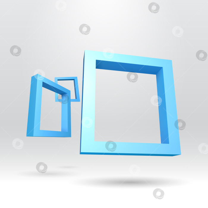 Скачать Три синие прямоугольные 3D-рамки фотосток Ozero
