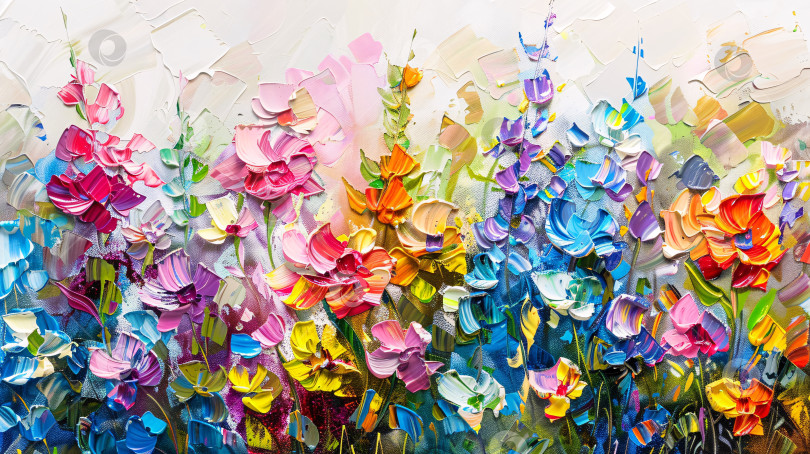 Скачать Картина, изображающая поле цветов самых разных цветов фотосток Ozero