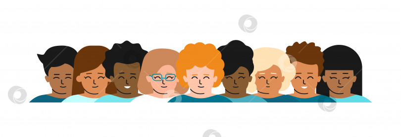 Скачать Векторная плоская изолированная иллюстрация с групповым портретом мультяшных детей. Расовое и этническое разнообразие. Проблема терпимости и прекращения издевательств в школе. Образование для всех детей. Белый фон фотосток Ozero