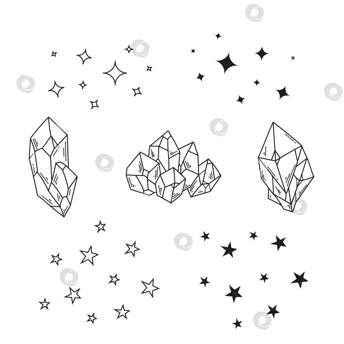 Скачать набор элементов кристаллы и звездочки фотосток Ozero